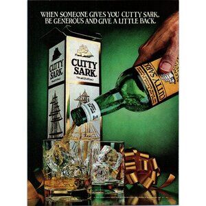 1981 Cutty Sark Scotch Vintage Print Ad Christmas Ribbon Bow Rocks Ice Wall Art